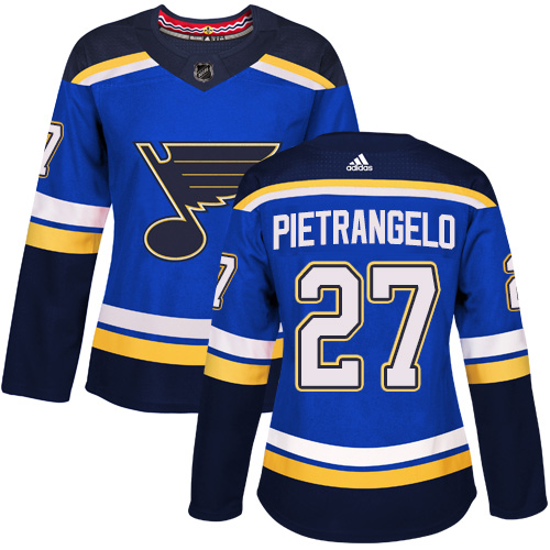 Adidas Blues #27 Alex Pietrangelo Blue Home Authentic Women's Stitched NHL Jersey - Click Image to Close